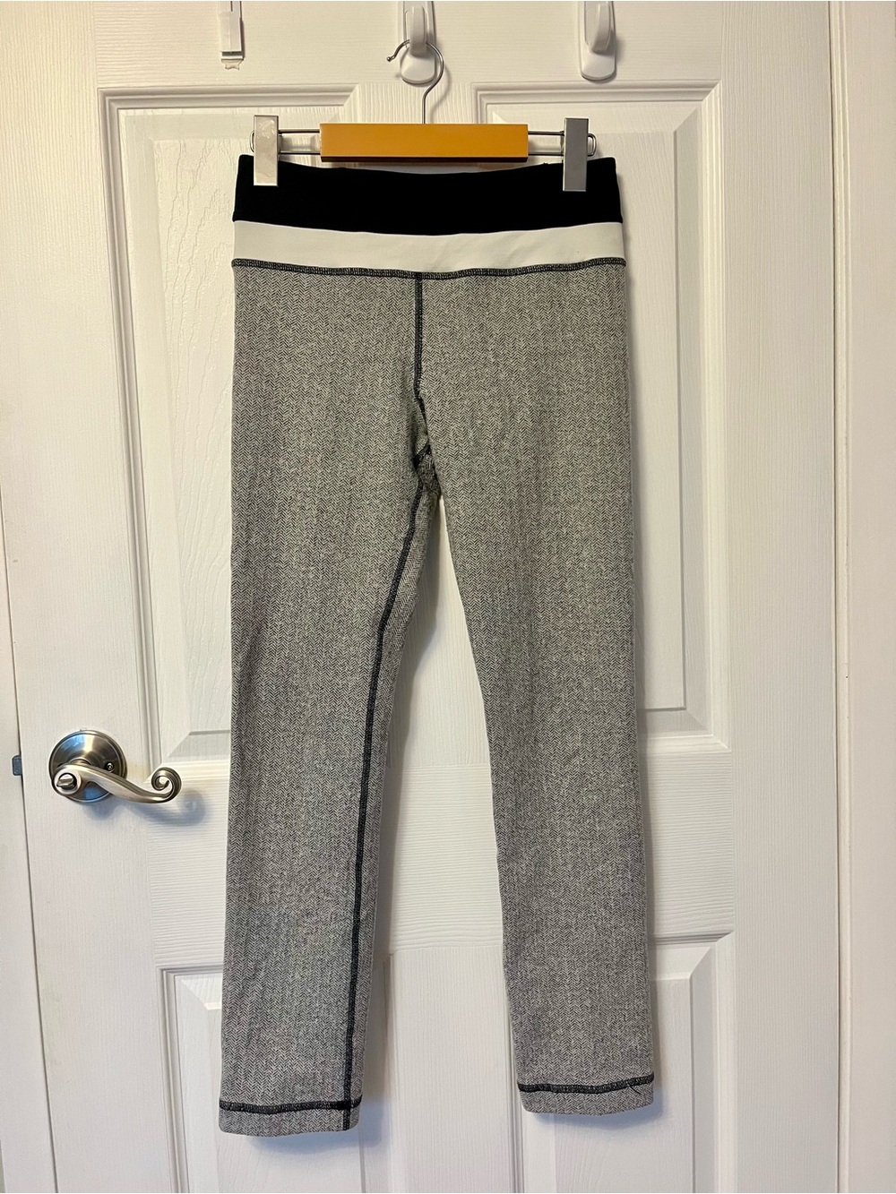 Lululemon Wunder Under Crop Herringbone Leggings Colorblock Waistband Size 4